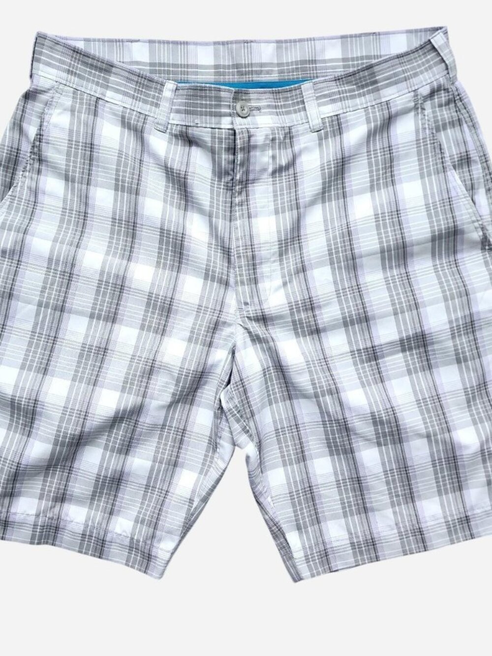 PGA white, purple and gray plaid golf shorts - size 34